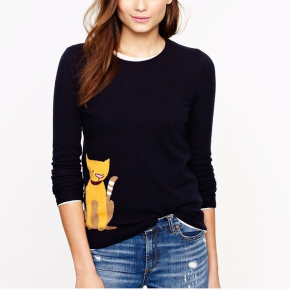 J Crew Tabby Cat Intarsia Sweater 